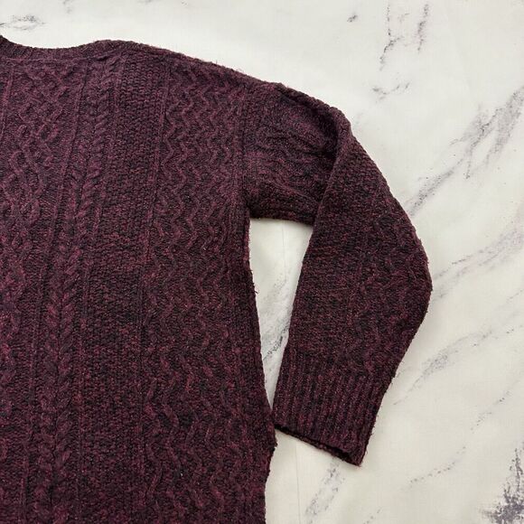 Sundance Womens Pullover Sweater Size S Dark Purple Cable Knit V-neck Soft - Picture 10 of 12